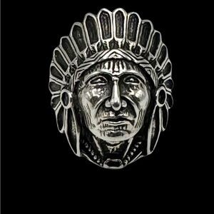 Southwestern Sterling Silver Native American Indian Chief Mens Ring 9